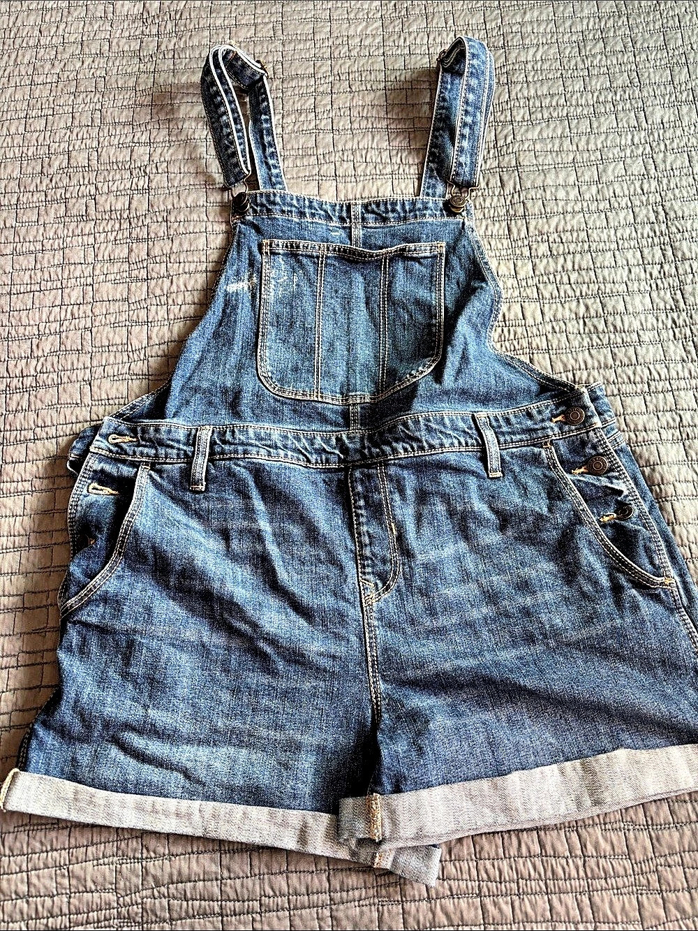 Old Navy Denim Short Overalls Denim Bib Shorts Blue Large